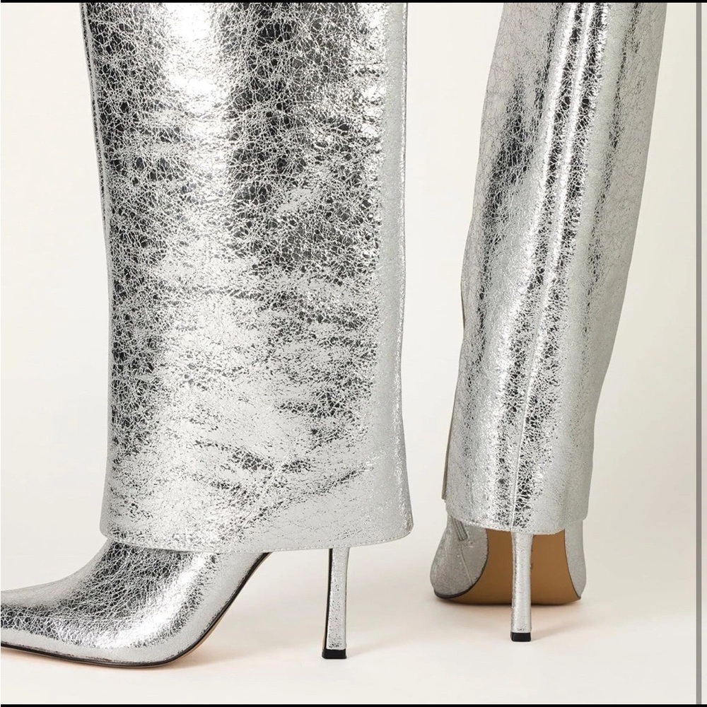 The Drop Women’s Jolene Fold Over Tall Boot Size 8 Sliver